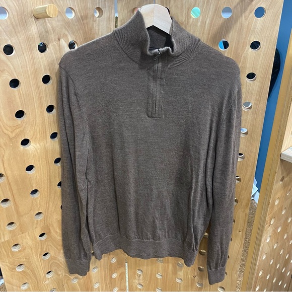 Banana Republic Other - Banana Republic Merino Wool Quarter-Zip Sweater Brown Medium